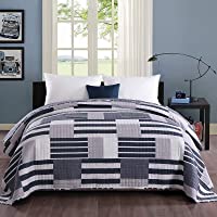 WOLTU Colcha para Cama Colcha Manta Multiuso Edredón de Patchwork- diseño Reversible a Cuadros- edredón Acolchado y Cama…